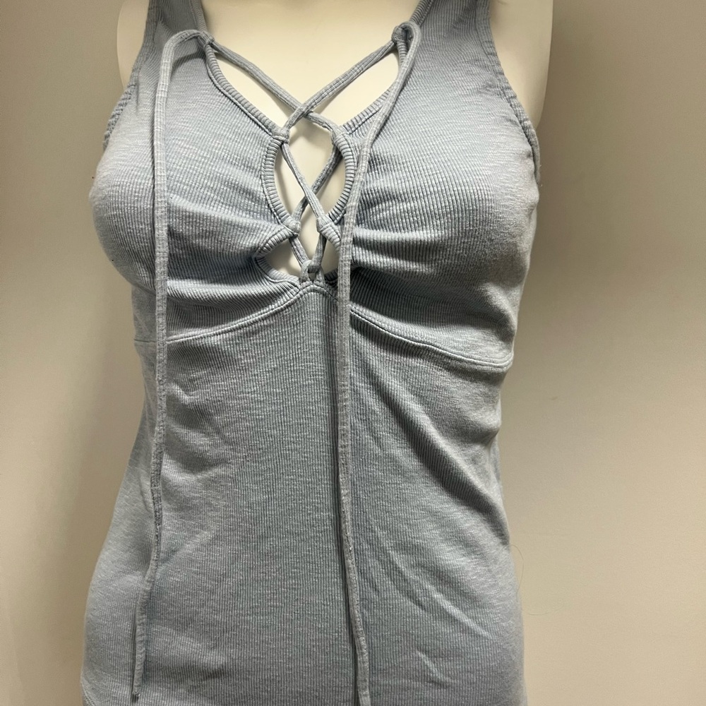 Grey ribbed free people tank top